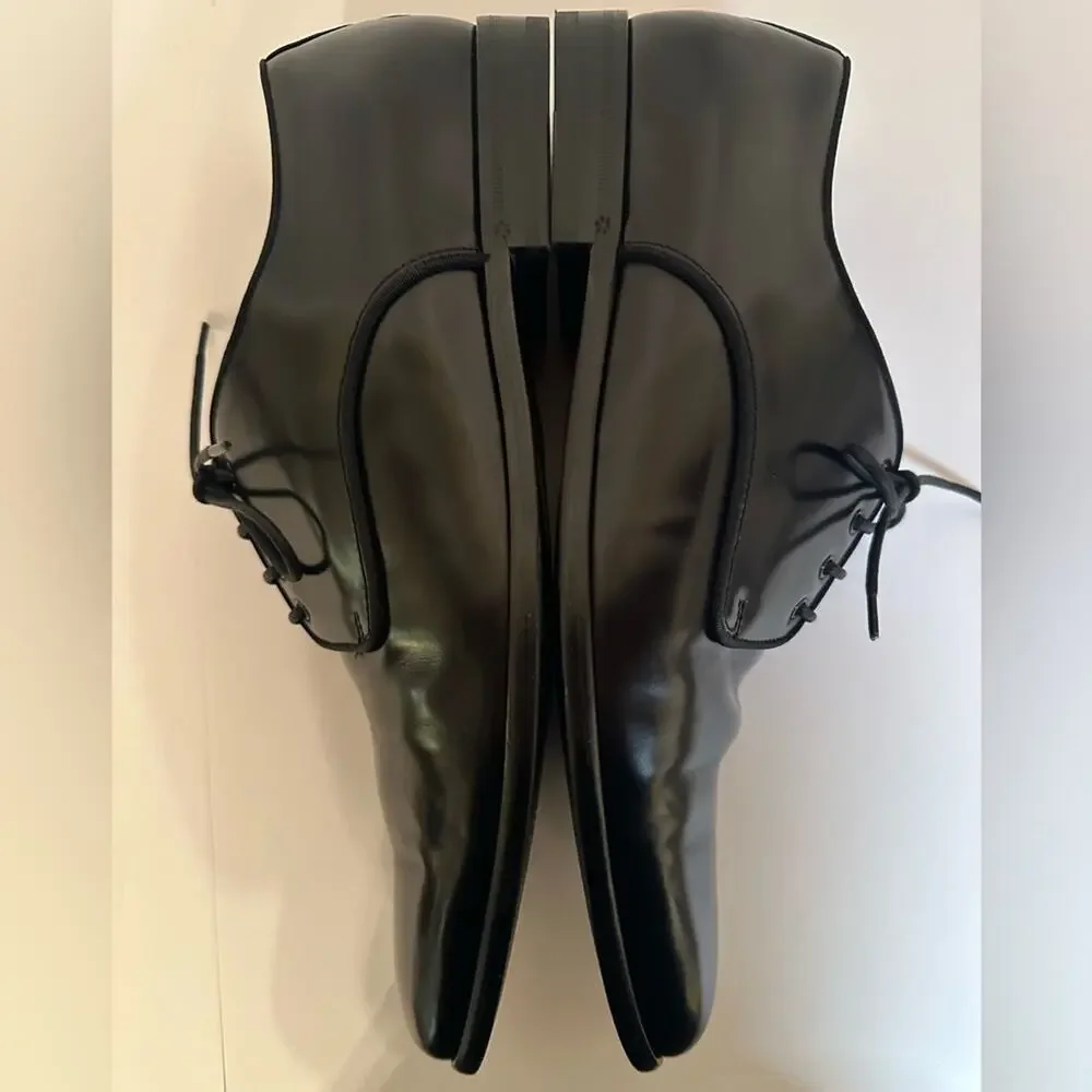Dolce & Gabbana Raffaello Brushed Calfskin Derby Shoes Sz US 10 High Shine Black